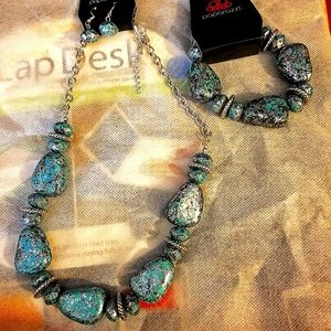 Stone necklace, earrings, bracelet set